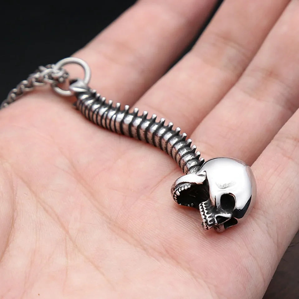 Gothic Skeleton Stainless Steel Pendant Necklace