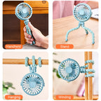 Portable Stroller Fan Mini Baby Clip Fan Smart Octopus Handheld Fan 360° Rotate Bike Car Tripod Fan Rechargeable Clip