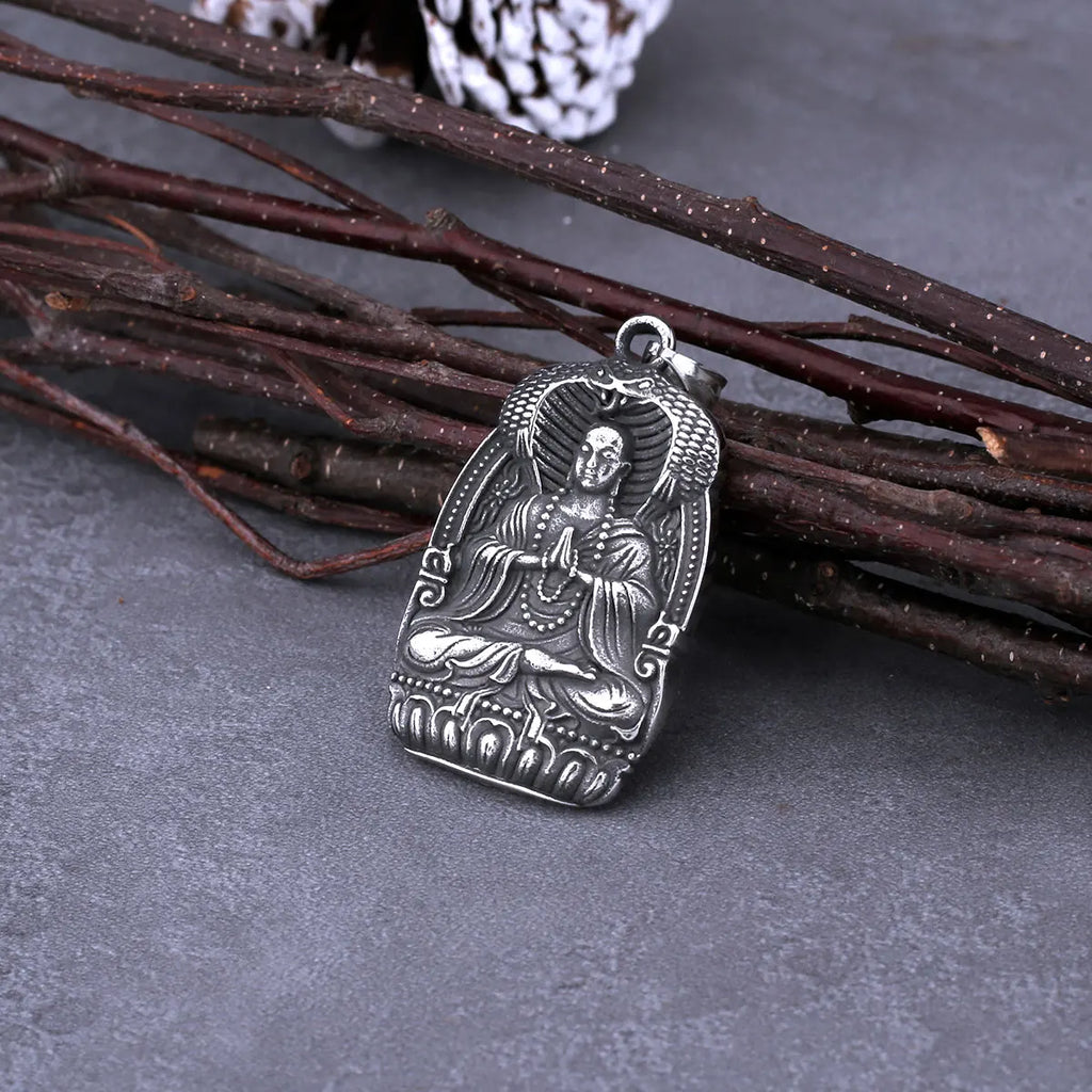 Stainless Steel Fashion Bodhisattva Buddha Necklace Men and Women Vintage Amulet Pendant Necklace Keel Chain Male Jewelry Gift