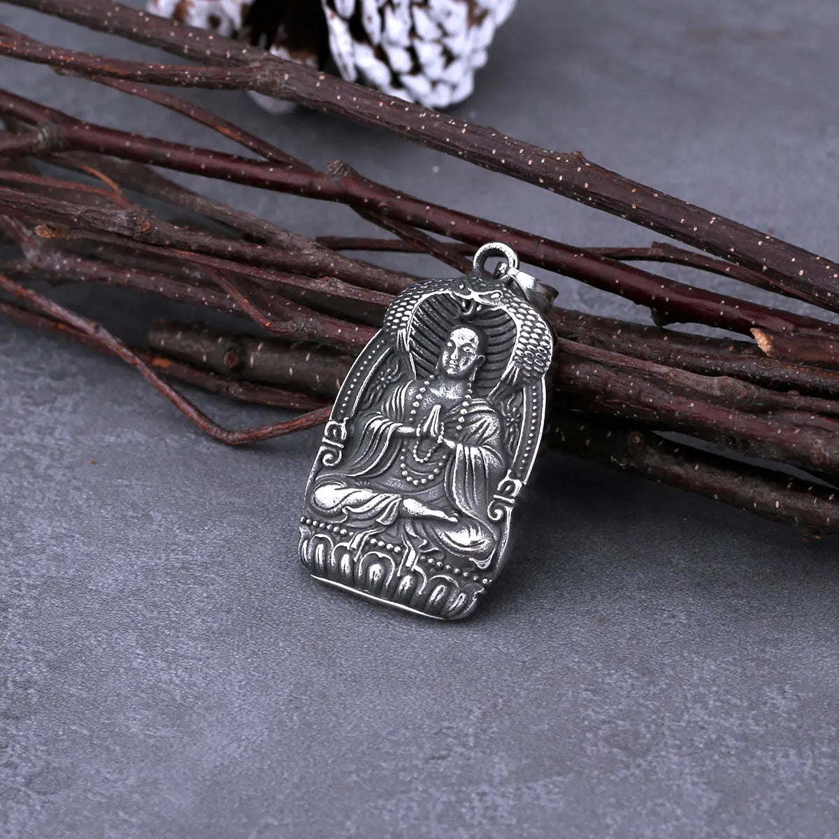 Stainless Steel Fashion Bodhisattva Buddha Necklace Men and Women Vintage Amulet Pendant Necklace Keel Chain Male Jewelry Gift