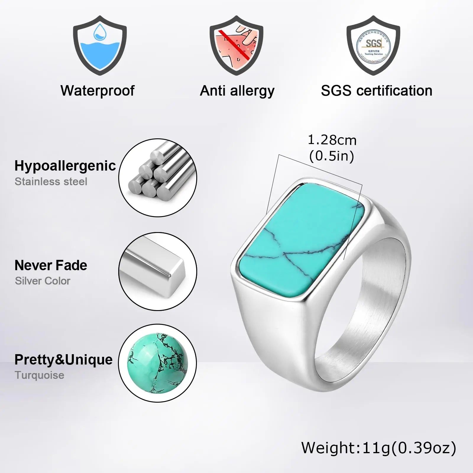 Natural Stone Signet Ring — Silver