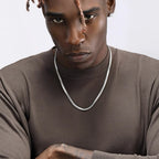 4mm Stainless Steel Flat Snake Chain Necklace Simple Silver Color Soft Chain Men Necklace Hip Hop Jewelry Trendy Accessories