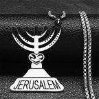 Jerusalem Menorah Pendant — Stainless Steel