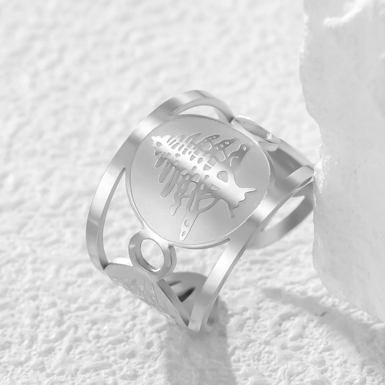 Lebanon Cedar Tree Cuff Ring Hollow Wide Open Band Stainless Steel Patriotic Lebanese National Emblem Jewelry For Lebanese