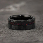 8MM Black Tungsten Carbide Rings for Man Fashion Jewelry Men's Wedding Bands Inlaid Red Opal Engagement Rings Fine Gifts Anillos