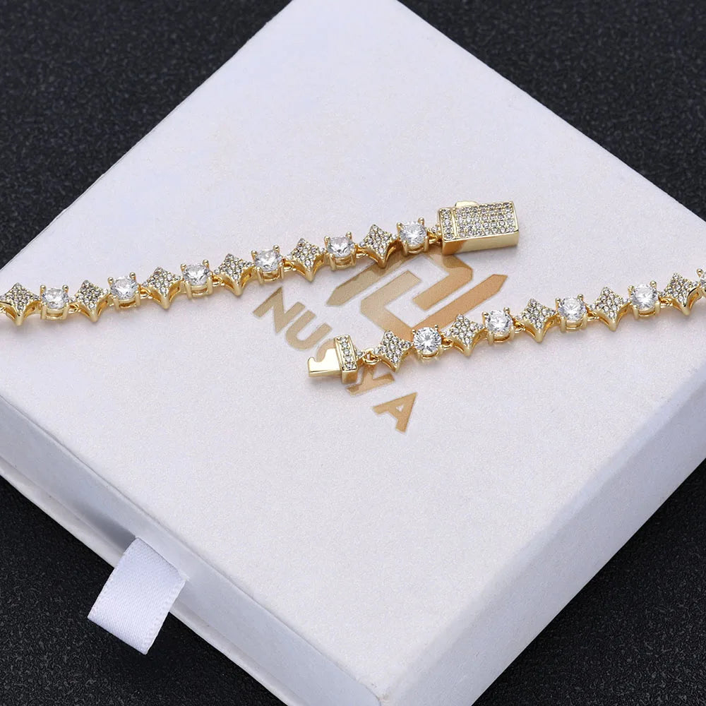 Star Tennis Chain Necklace Iced Out CZ