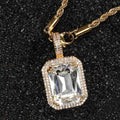 Iced Out Rope Pendant Necklace Stainless Steel