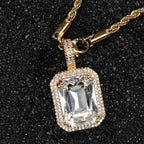 Iced Out Rope Pendant Necklace Stainless Steel