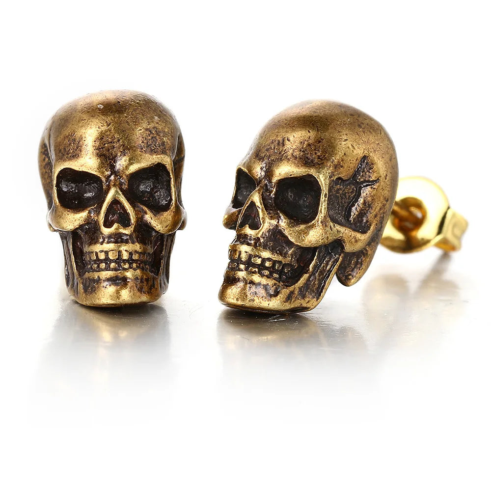 Skull Stud Earrings — Stainless Steel