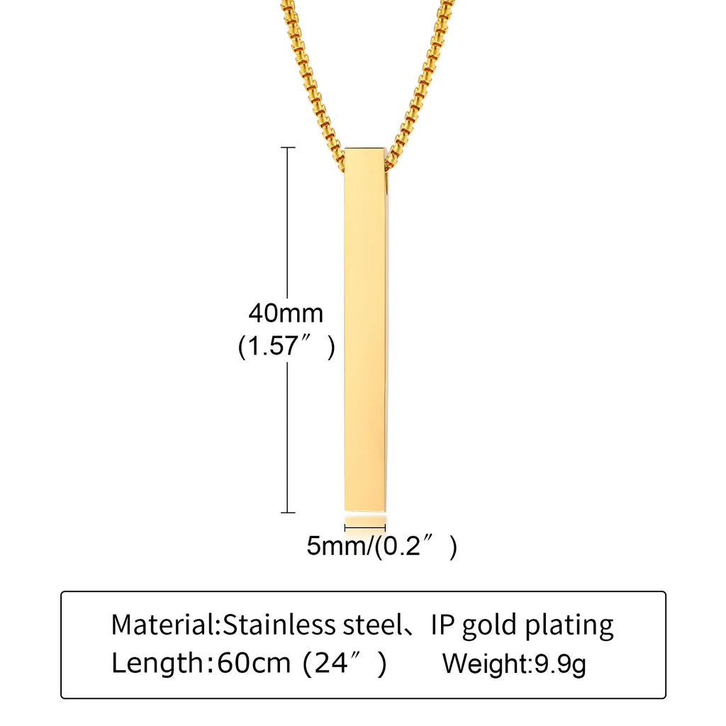 Pillar Bar Pendant Necklace — Stainless