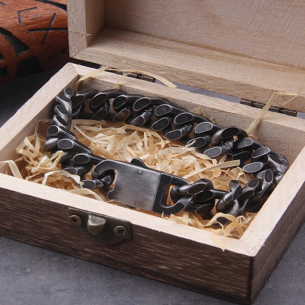 Black Curb Cuban Link Bracelet — Stainless Steel