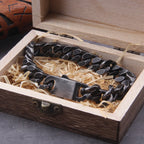 Black Curb Cuban Link Bracelet — Stainless Steel