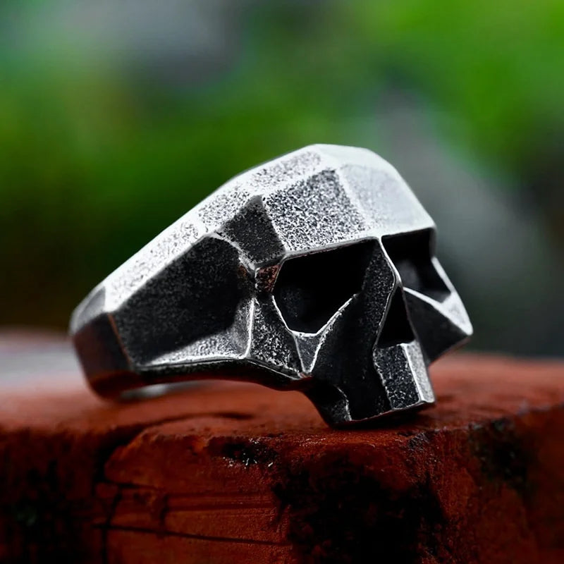 Retro Stainless Steel Robot Ghost Head Ring for Foreign Trade New Punk Hip-Hop Skull Titanium Steel Ring