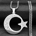 Star Crescent Moon Pendant Necklace — Stainless Steel