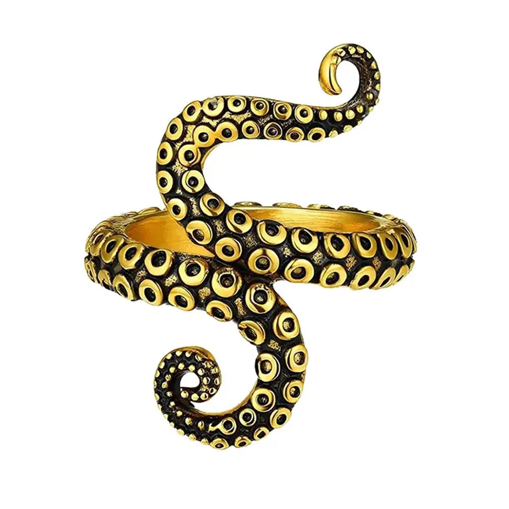 New Octopus Opening Knitting Loop Crochet Ring Stainless Steel Punk Style Thimble Ring Adjustable Finger Wear Knitting