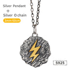 Wrath of Zeus Lightning Bolt Silver necklace the sterling silver pendant for Men Fine Jewelry