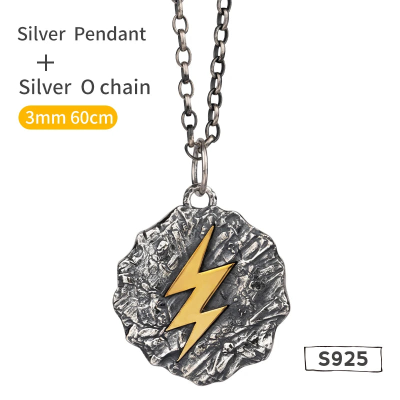 Wrath of Zeus Lightning Bolt Silver necklace the sterling silver pendant for Men Fine Jewelry