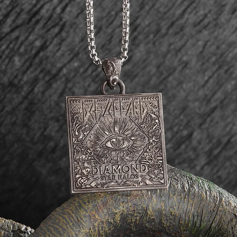 Sun Hugging Moon Round Pendant — Stainless Steel