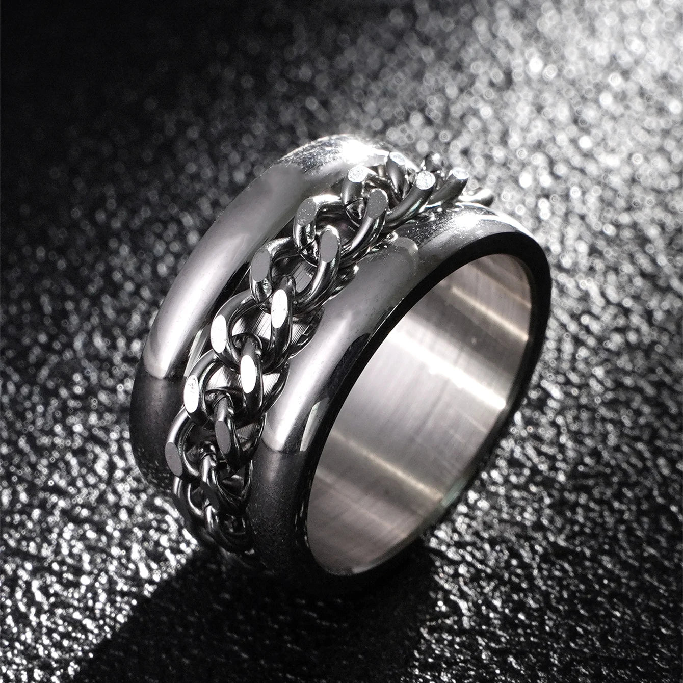 12mm Three Ring Turning Ring sliver Stainless Steel Ring Wings Of Liberty Flag Finger Rings For Men Women Jewelry Anime Fans