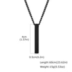 Hiphop Vertical Necklace for Men Boys,Stainless Steel Long Bar Pendant,Classic Punk Jewelry Gift