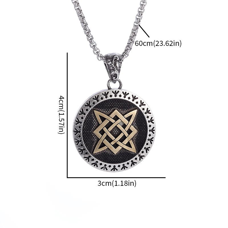 Retro Classic Celtic Knot Round Pendant Necklace for Men and Women Punk Hip-Hop Trend Amulet Jewelry