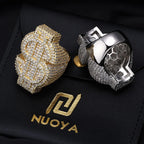 Gold Iced Out Money Sign Ring Statement