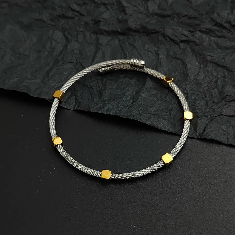 Wire Thorn Nut Bracelet for Women — Gold-Tone, Stainless Steel