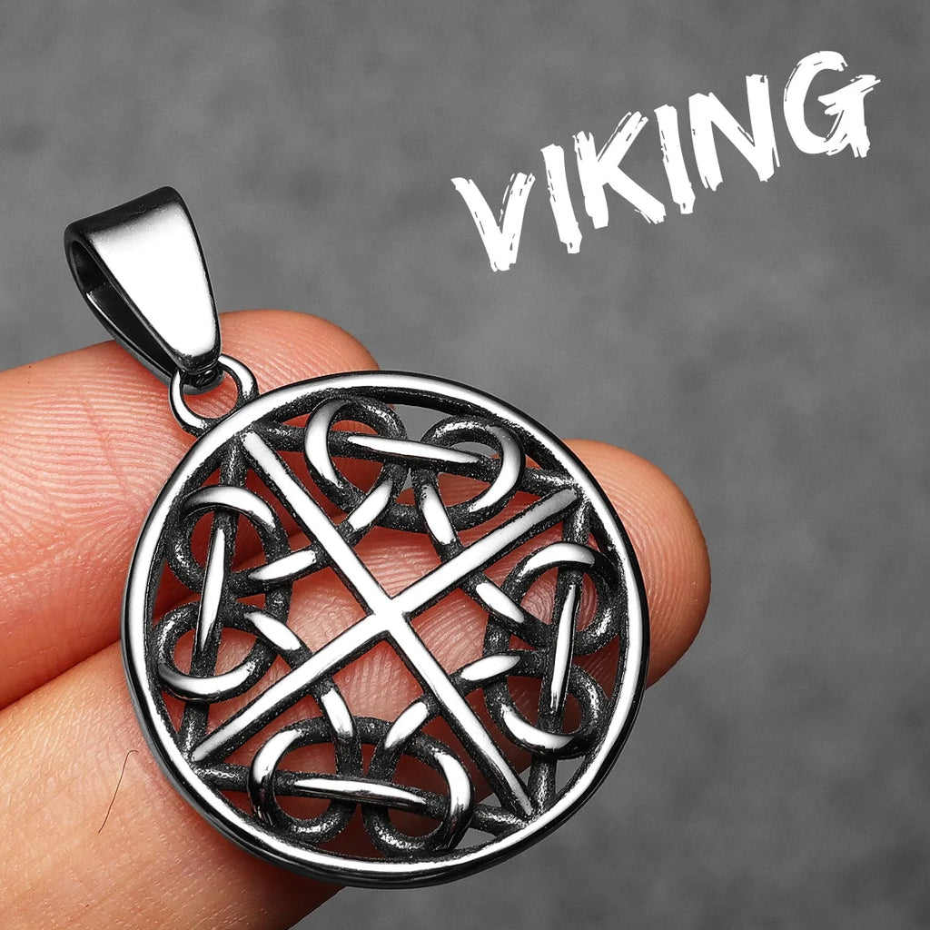 Viking Hollow Celtic Knot Pendant Necklace — Stainless Steel