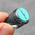 Turquoise Stone Ring Stainless Steel Minimal