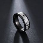 Fashion Stainless Steel Bible Verse Jesus Cross Rings For Men Vintage Christian Cross Religious Ring Amulet Jewelry