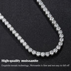 FEOBUR 3/4/5mm Real Moissanite Tennis Necklace for Women Men S925 Silver Certified Full Diamond Neck Chains Trendy