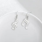 Music Note Drop Earrings for Women — Asymmetric Stainless Steel