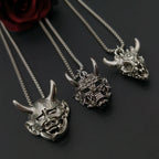 Vintage Punk Ghost Skull Mask Pendant Stainless Steel Chain Necklace Cool Men Rock Party Jewelry
