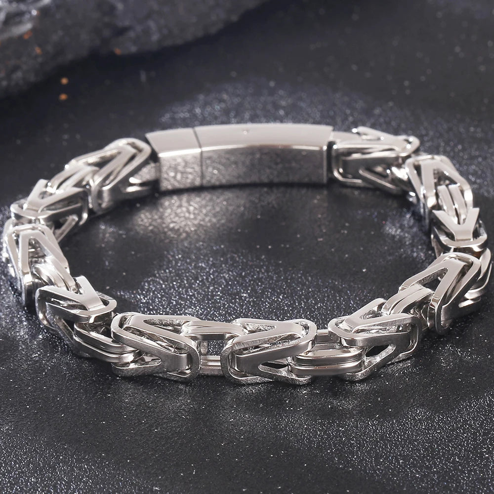 Gold Color Bracelet for Men Stainless Steel 8MM V Shape Chain Men's Wrist Arm Jewelry Birthday Gifts for Boys Him