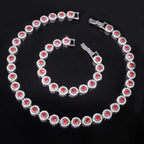 Iced Out Gold-Tone Cuban Chain Necklace Bracelet Set