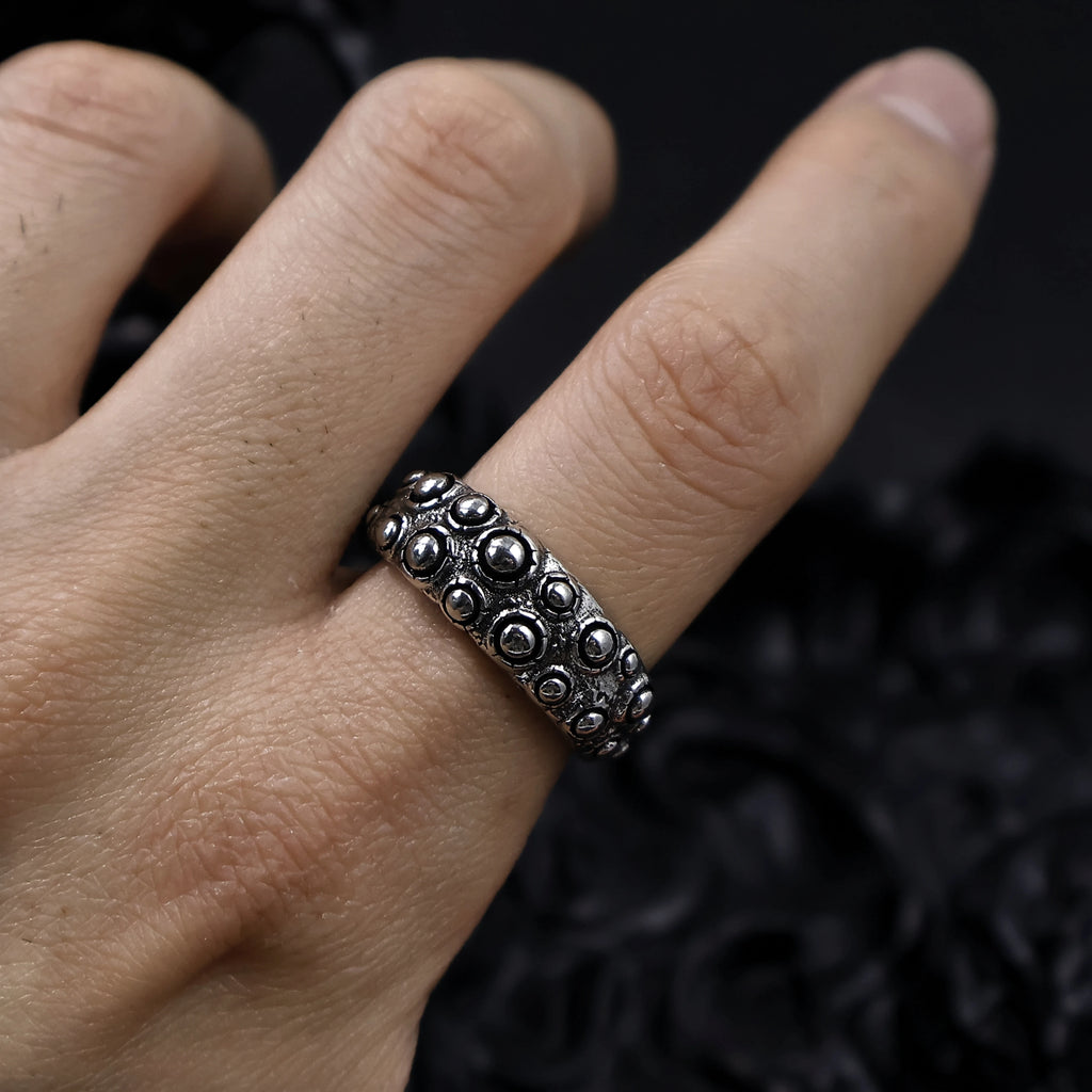 Cthulhu Tentacle Open Ring for Men — Gothic Silver-Tone Band