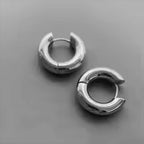 Chunky Smooth Round Hoop Earrings 20mm — Stainless Steel