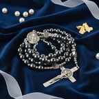 Black Bead Cross Pendant Necklace for Men and Women, Daily Wear