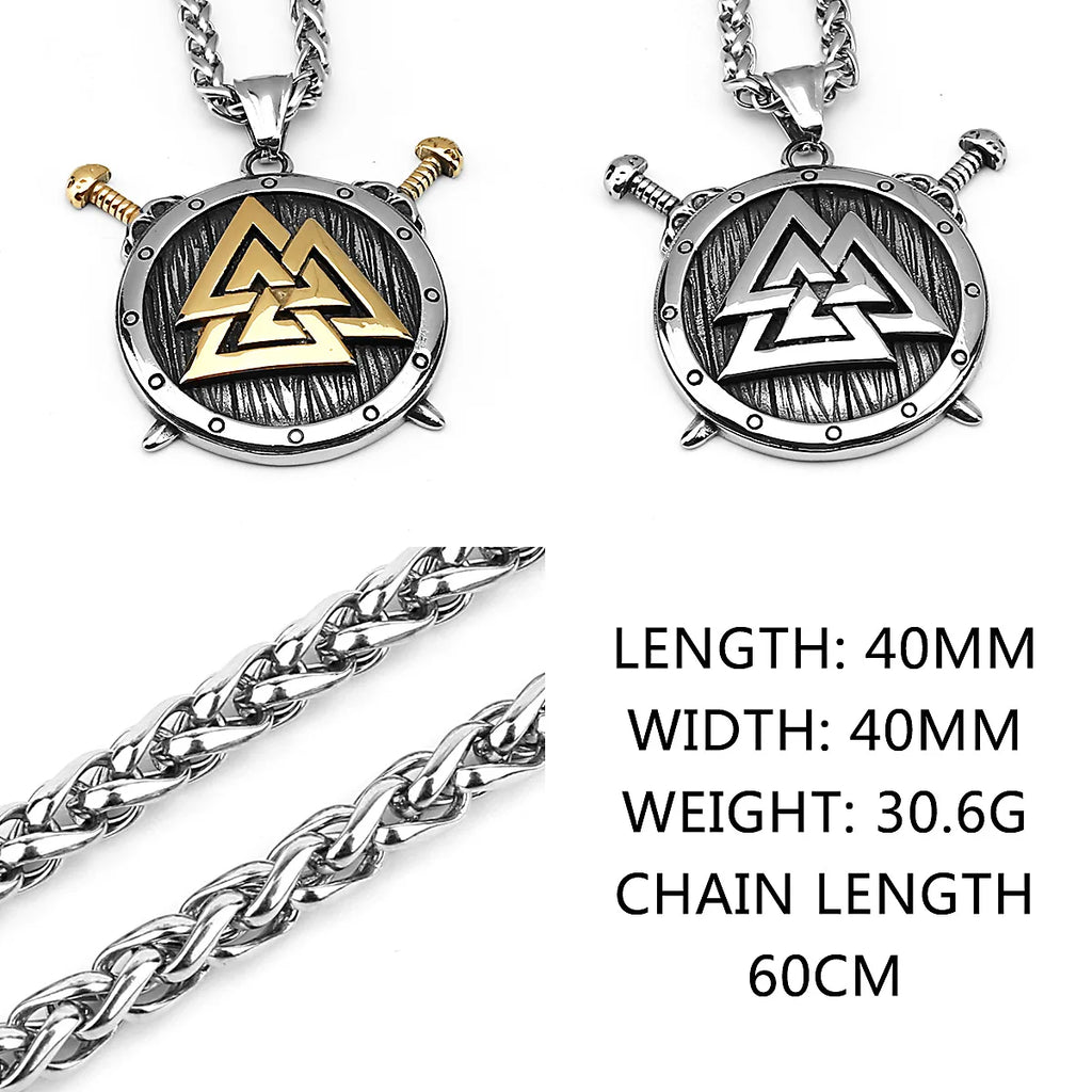 Valknut Steel Pendant 316L Odin Viking Warrior