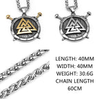 Valknut Steel Pendant 316L Odin Viking Warrior