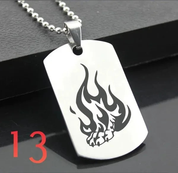 Wolf Dog Tag Pendant Necklace — Stainless Steel