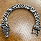 Norse Viking Wolf Bracelet for Men Stainless Steel 12MM Mesh Link Chain Open Wolf Mouth Men's Bracelets Nordic Jewelry