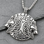 Stainless Steel Viking Fenrir Wolf Pendant Necklace Vintage Nordic Rune Men Jewelry Gift Wholesale Dropshipping