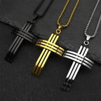 Big Jesus Cross Biker Necklace Box Chain — Stainless Steel