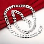 ALITREE Fine Classic 8MM sideways 18K gold Necklace charms 925 Sterling silver for men woman Jewelry wedding party