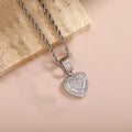 Gold Iced Out Heart Pendant Rope Chain Necklace