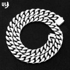 ULJ Hip-Hop Jewelry Men and Women Stainless Steel Miami Cuban Link Street Rapper Necklace Waterproof Chain