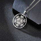 YILUOCD Vintage Metatron Cube Necklace 18k Gold Plated Sacred Geometry Powerful Protection Amulet Solomon Spiritual Jewelry