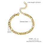 Gold Figaro Bracelet 316L Stainless Steel 5MM