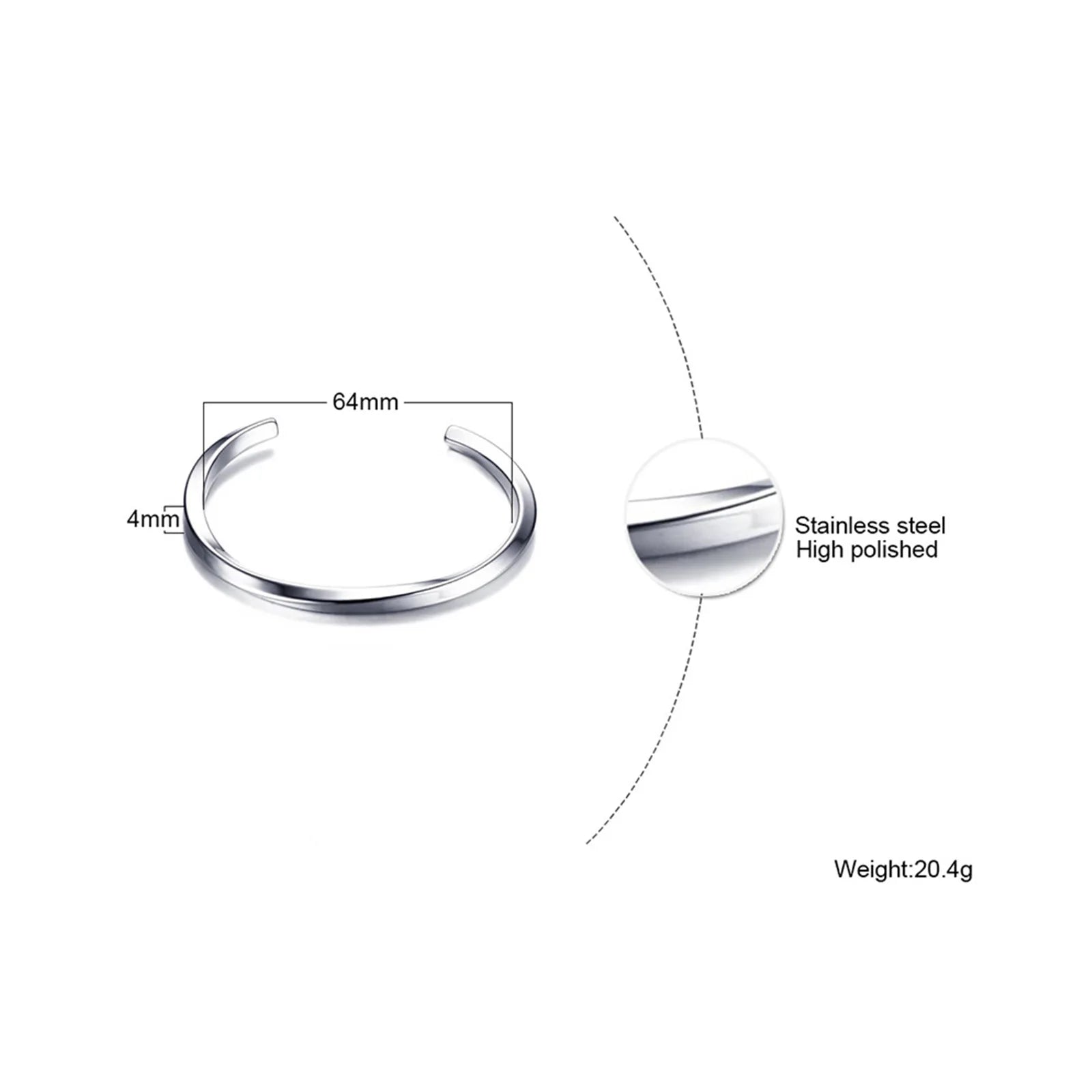 Minimal Thin Cuff Bangle Bracelet — Stainless Steel